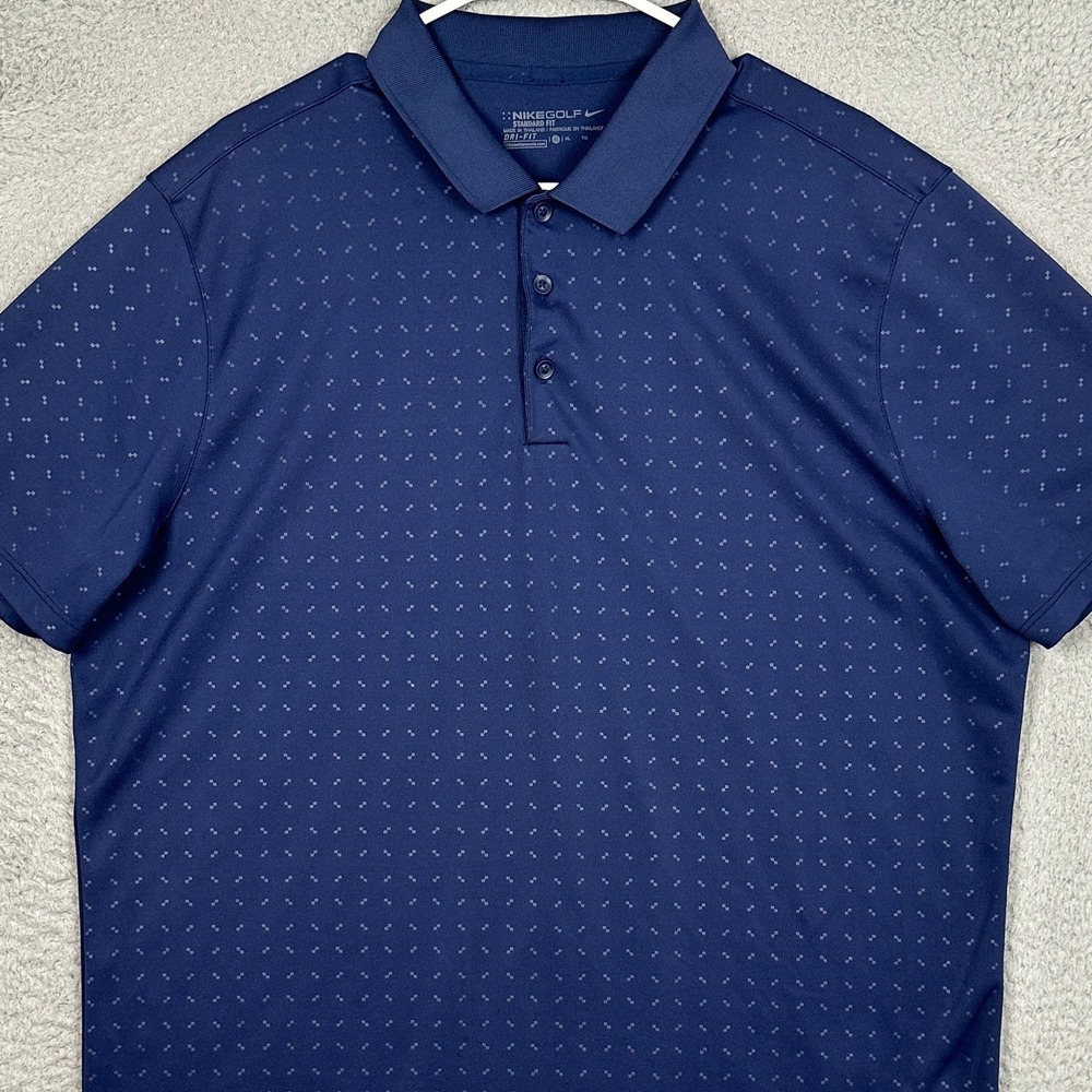 Nike Golf Polo Shirt Mens XL Drifit Navy Blue Hawaiian Punch Micro Rugby EUC